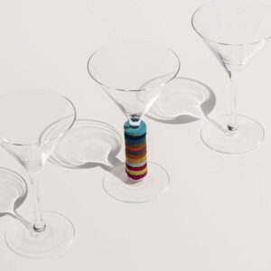 Graf Lantz Wine-O's Wine Glass Identifier - 12 Piece - Round 100% Merino Wool - Eliminate Unknown Glass Syndrome - Rainbow Mix