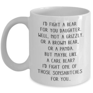Walzzoo I Would Fight A Bear For You Daughter Funny Coffee Mug Gift Idea - Funny Gifts For Daughter - Birthday Premium Quality Cup 11oz, White, MUG-E7WDUUC9YR-11oz