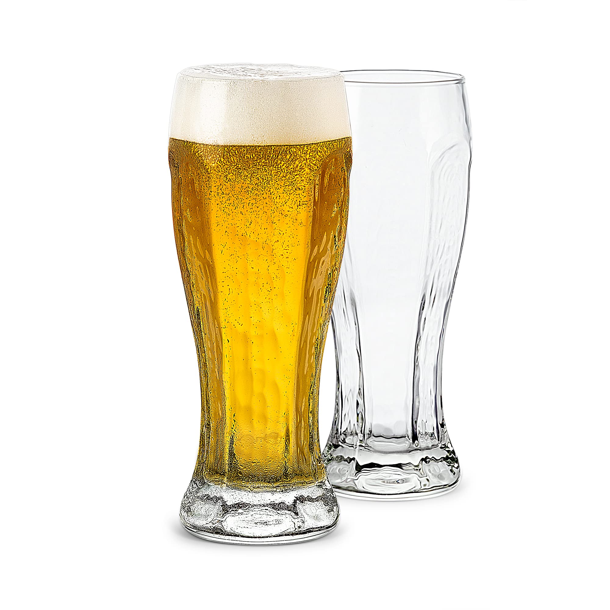 LUXU Beer Glasses, Hexagon Shape Pilsner Glasses set of 2,16oz Crystal Craft Wheat Beer Glasses,Lead-free Weizen vase for Drinking LAGER,Pint glasses for ALE,Premium IPA glasses,Great Gift Idea.