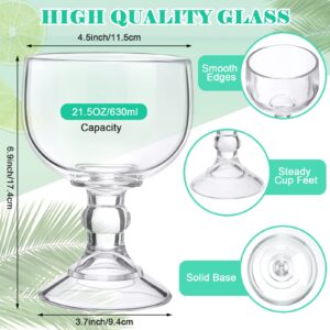 Set of 12 Schooner Beer Glass 21.5 oz Extra Large Margarita Glass Clear Fishbowl Glasses for Drinks Thick Bottom Goblet Glasses Shrimp Cocktail Cups for Drinking Coronaritas Beer Margarita Juice Water