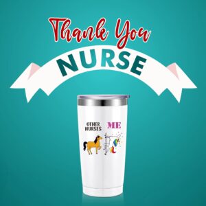 Other Nurses Me Funny Wine Tumbler, Novelty Unicorn Graduation Birthday Gift for Nurse, Registered Nurse, Nurse Practitioner, 20 oz Vacuum Insulated Travel Mug with Gift Box (White)