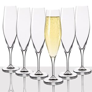 champagne flutes, 7 oz, Сhampagne glasses set of 6, modern elegant, true czech lead-free durable crystal champagne flutes glass