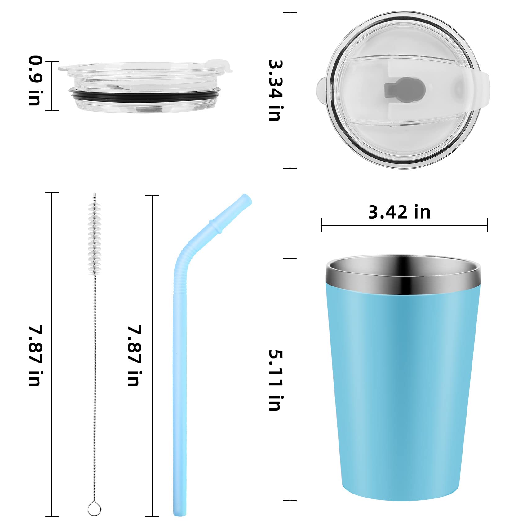Rommeka Kids Stainless Steel Tumblers with Lids and Straws - 12oz Double Wall Spill Proof Insulated Cup, Reusable Drinking Smoothie Toddler Sippy Cups for Boys and Girls, 4 Pack