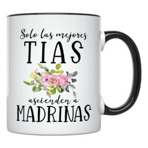 younique designs will you be my godmother proposal mug, 11 ounces, la madrina gifts from godchild, godmother gifts from godchild (black handle)