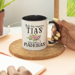 YouNique Designs Will You Be My Godmother Proposal Mug, 11 Ounces, La Madrina Gifts from Godchild, Godmother Gifts from Godchild (Black Handle)