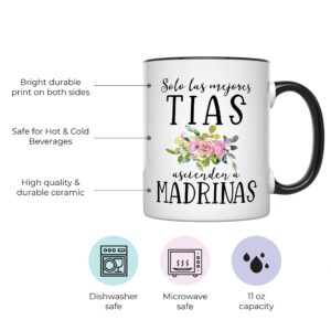 YouNique Designs Will You Be My Godmother Proposal Mug, 11 Ounces, La Madrina Gifts from Godchild, Godmother Gifts from Godchild (Black Handle)