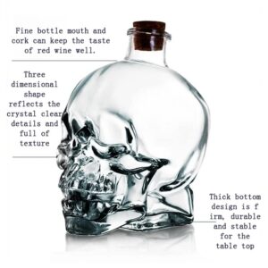 Creative Crystal Skull Head Shot Glass Party Transparent Champagne Cocktails Beer Coffee Wine Bottle Doomed Drinkware Bar Tools (750ml)