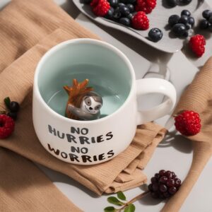 TechoEcho Cute 3D Sloth Coffee Mug,Animal Inside Design Suitable for Christmas/Birthday Gift,Cute Cup for Kids ，Housewarming Surprise Present For Friends,Home/Office/Mood Decoration.（Sloth）