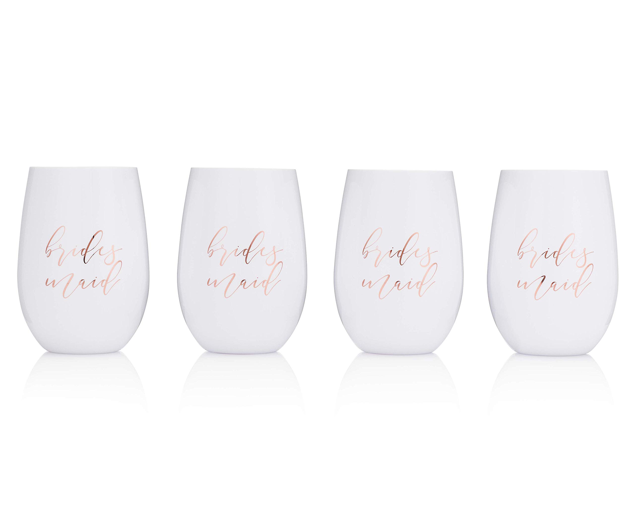 Loco Llama Classy Bride & Bridal Party Proposal Wine Glasses - 100% Unbreakable Tritan Plastic with Foil Accents - 16 ounces (Matron of Honor, 1)