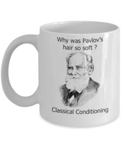 inkcallies funny psychology mugs - why was pavlov's hair so soft? - ideal psychologist gifts 11oz, mug-r8ofn8mblz-11oz, white