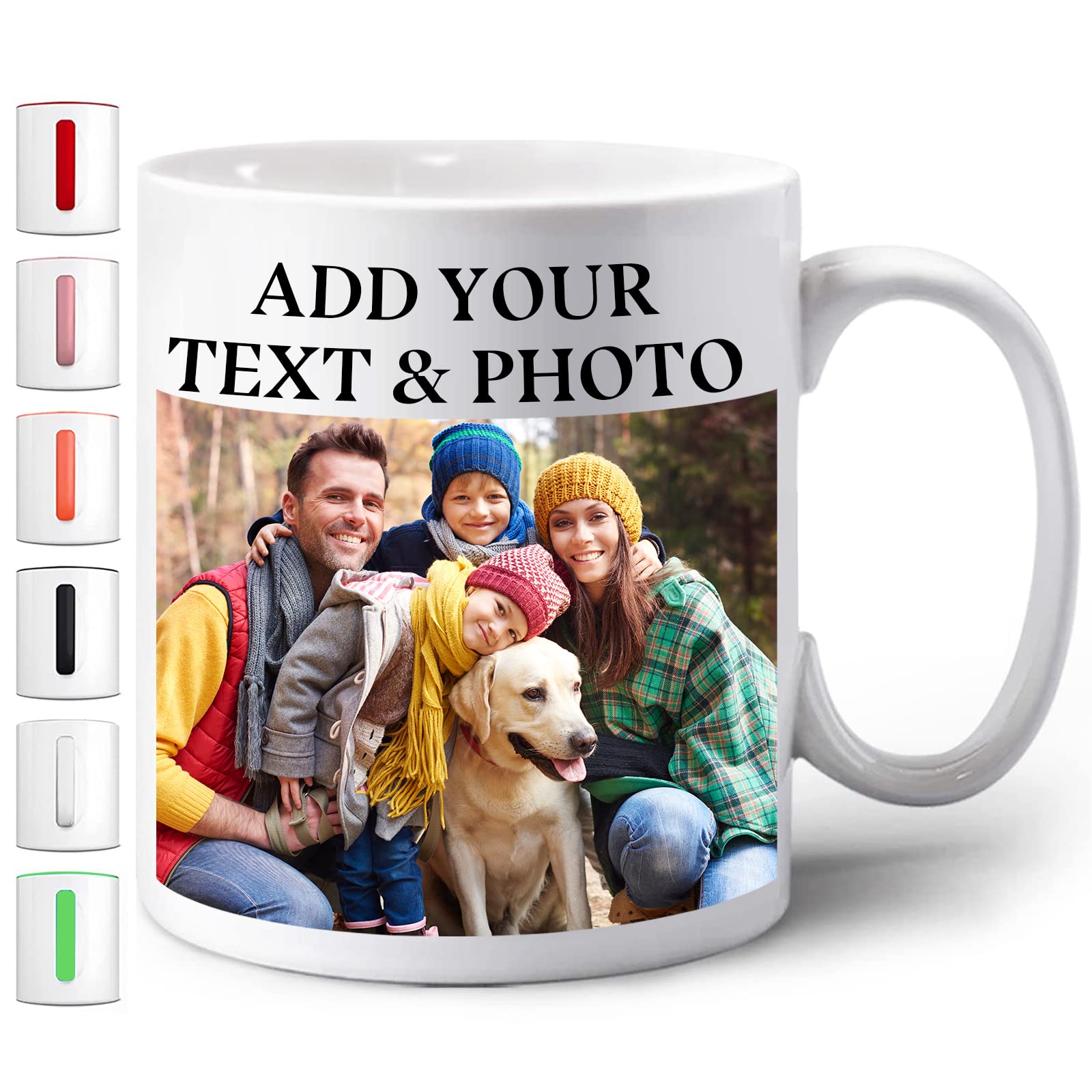 Custom Coffee Mug, Personalized 11oz Mug Design Your Own with Photo Text Name, Customized Birthday Christmas Gifts for Mom Dad, Tazas Personalizadas