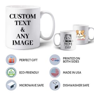 Custom Coffee Mug, Personalized 11oz Mug Design Your Own with Photo Text Name, Customized Birthday Christmas Gifts for Mom Dad, Tazas Personalizadas