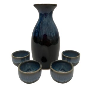 japanese sake set - 5 piece set - ceramic sake glasses