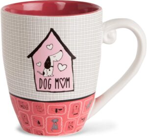 pavilion gift company dog mom coffee mug tea cup, 20 oz, pink