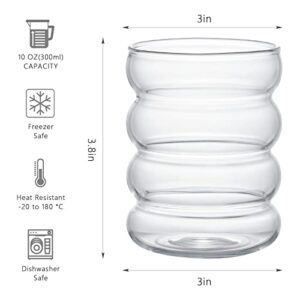Peyan Ribbed Glassware,1 Pcs Ripple Glass Cup,10 oz Clear Creative Drinking Glasses,Beverage Cups,Vintage Drinking Cup,Wine Glasses,Beer Glasses,Bubble Glasses, Glass Cup