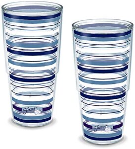 tervis made in usa double walled fiesta insulated tumbler cup keeps drinks cold & hot, 24oz - 2pk, lapis stripes