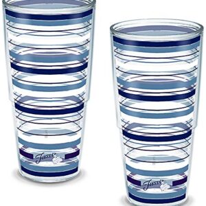 Tervis Made in USA Double Walled Fiesta Insulated Tumbler Cup Keeps Drinks Cold & Hot, 24oz - 2pk, Lapis Stripes
