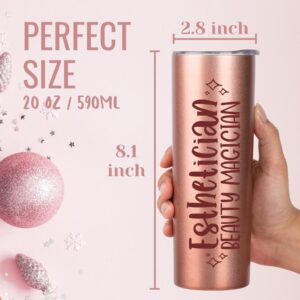 Onebttl Esthetician gifts for Women, Funny Beauty Magic Gifts Esthetician Decor, 20 oz Insulated Stainless Steel Tumbler, Rose Gold