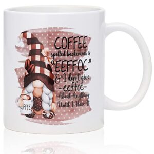 Rmeosye Cute Gnome Coffee Mug Hot Chocolate Cocoa Cups Funny Birthday Xmas Holiday Gift for Family Friend Coworkers Men Women White 11oz