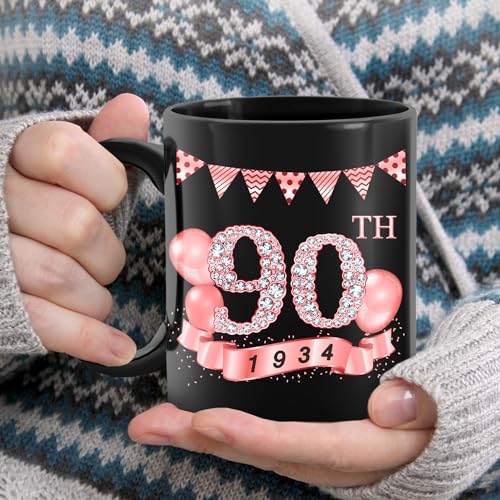 Tillfuru 90th Birthday Gifts for Women, 1934 Old Time Information-90th Birthday Mug, 90th Birthday Gifts for Women, 90 Year Old Birthday Party Decorations, Ninety Birthday Mug, Milestone Birthday