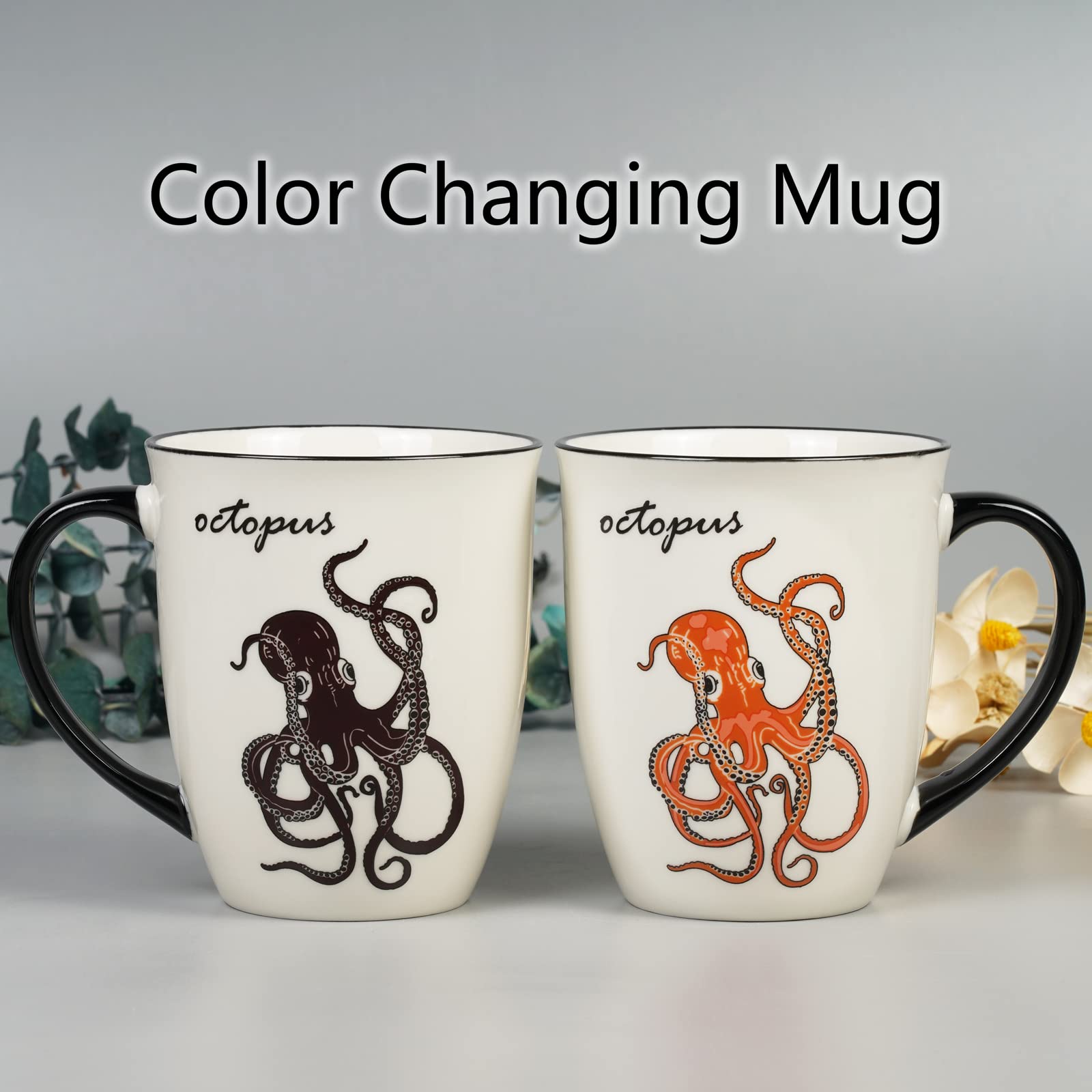 Ceramicfor Octopus Heat Changing Coffee Mug Cool Color Changing Mug Christmas Birthday Gifts for Men Women