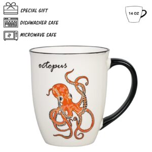 Ceramicfor Octopus Heat Changing Coffee Mug Cool Color Changing Mug Christmas Birthday Gifts for Men Women