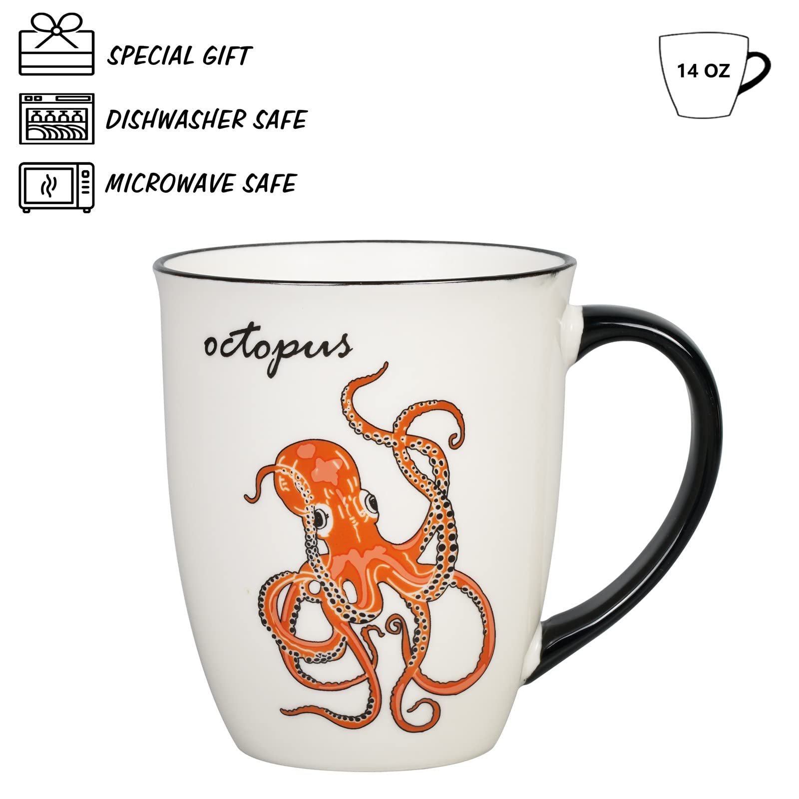 Ceramicfor Octopus Heat Changing Coffee Mug Cool Color Changing Mug Christmas Birthday Gifts for Men Women