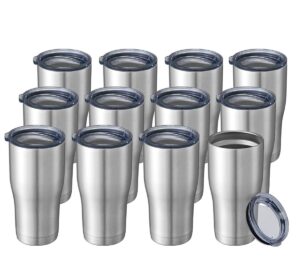 hasle outfitters 20 oz tumbler bulk, stainless steel tumblers with lid, vacuum insulated tumbler, double wall tumbler cup, coffee mugs, stainless steel, 12 pack