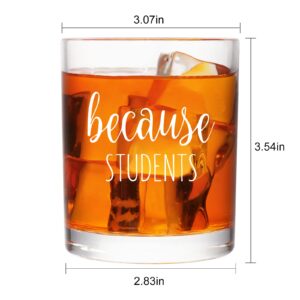 DAZLUTE Teacher Appreciation Gifts, Because Students Whiskey Glass for Men Teacher Male Professor Teachers Day Graduation Day Birthday Christmas, Best Teacher Gifts Thank You Gifts from Students, 10oz