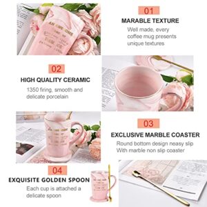 Teacher Coffee Mug, Teacher Gifts for Women, An Awesome Teacher is Not Easy to Find, Thank You, Teacher Appreciation Day, Teacher Mugs for Women Marble Mug with Box Spoon Coaster 14Oz Pink