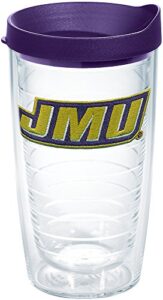 tervis made in usa double walled james madison university jmu dukes insulated tumbler cup keeps drinks cold & hot, 16oz, primary logo