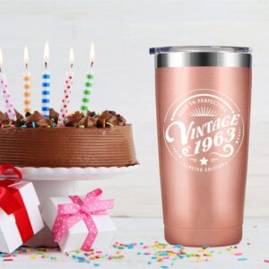 SMITWORLD Christmas day 60th Birthday Gifts for Women, 1963 Vintage 20 oz Tumbler - Turning 60-60 Year Old Birthday Gifts For Mom, Wife, Sisters