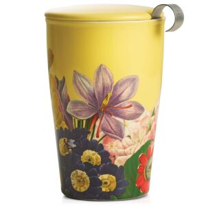 tea forte kati cup soleil, ceramic tea infuser cup with infuser basket and lid for steeping loose leaf tea