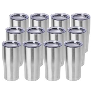 domicare 20oz tumbler with lid stainless steel tumblers bulk, double wall vacuum insulated coffee travel mug, 12 pack stainless steel