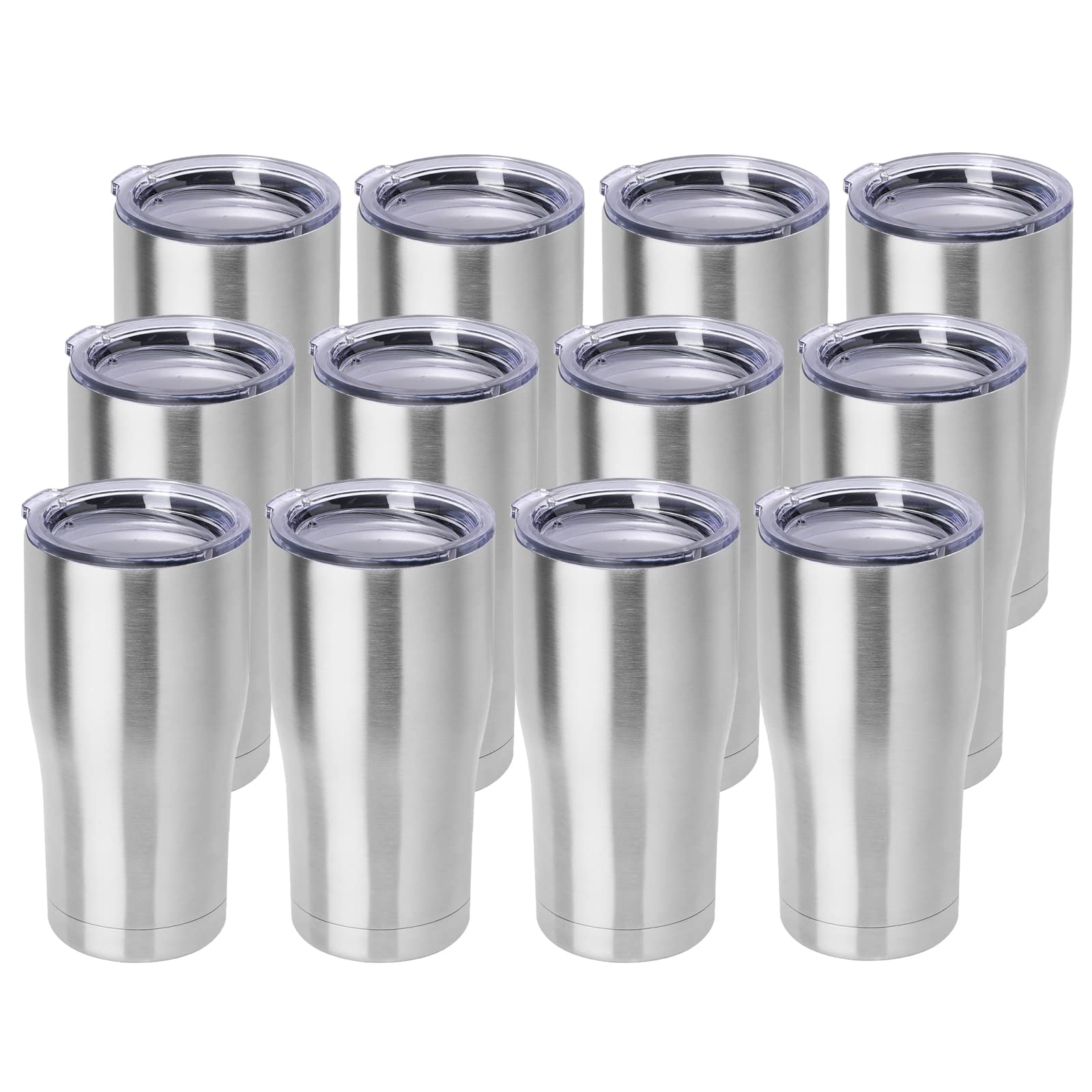 DOMICARE 20oz Tumbler with Lid Stainless Steel Tumblers Bulk, Double Wall Vacuum Insulated Coffee Travel Mug, 12 Pack Stainless Steel