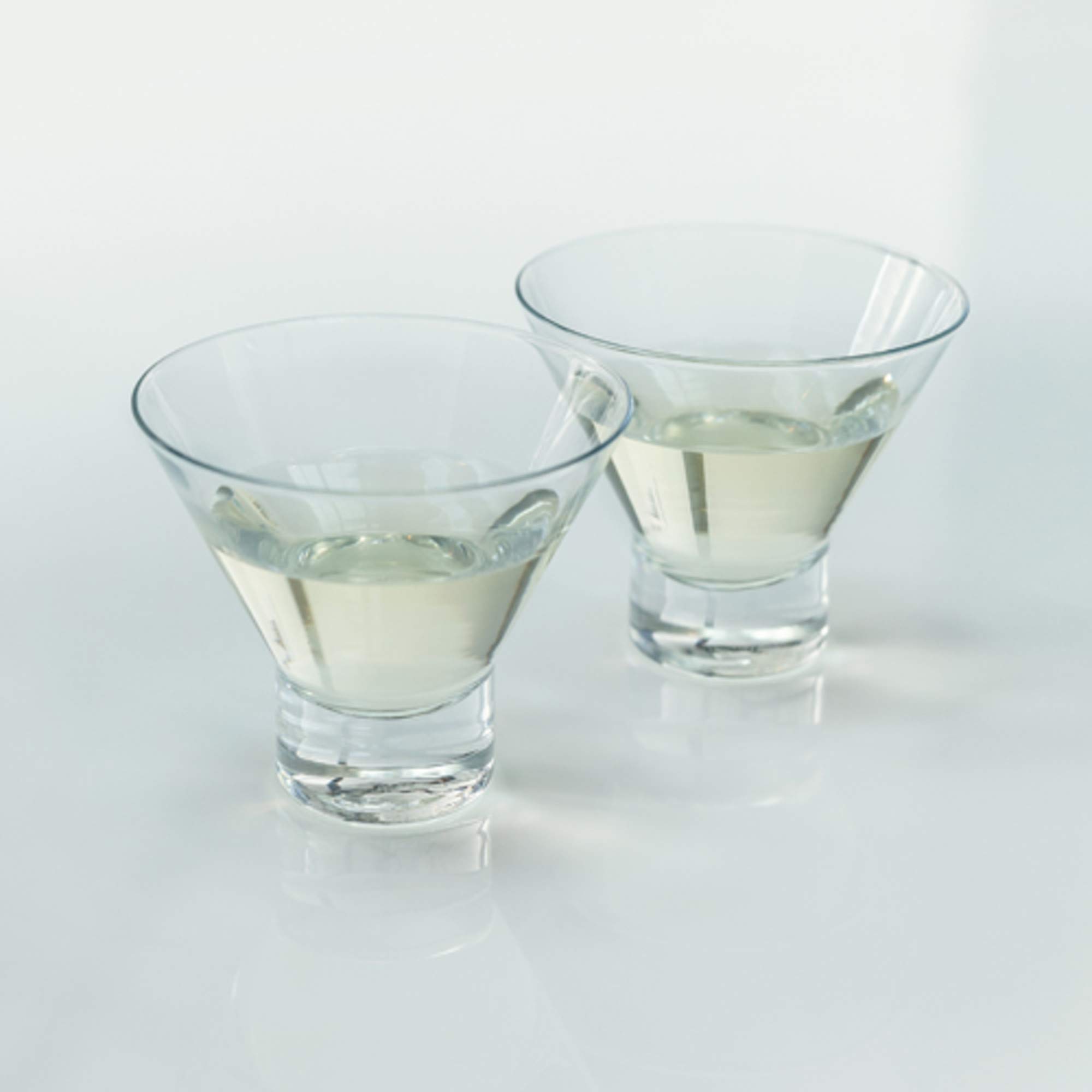 Viski Heavy Base Stemless Martini Glasses Set of 2 - Premium Short Crystal Cocktail Glass Gift Set, 7.5 oz.