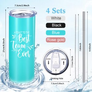 Thank You Gift Bulk Employee Appreciation Gift 20 oz Inspirational Tumbler Insulated Stainless Steel Wine Tumbler with Lid, Straw Team Mug Gifts for Coworker Employees Staff(Motivational, 4 Pcs)