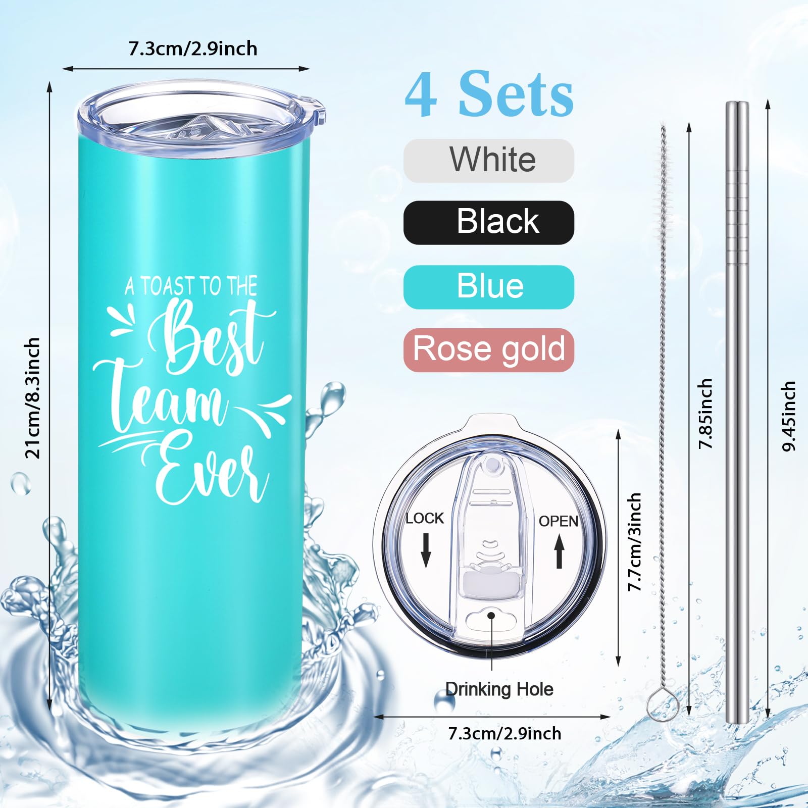 Thank You Gift Bulk Employee Appreciation Gift 20 oz Inspirational Tumbler Insulated Stainless Steel Wine Tumbler with Lid, Straw Team Mug Gifts for Coworker Employees Staff(Motivational, 4 Pcs)