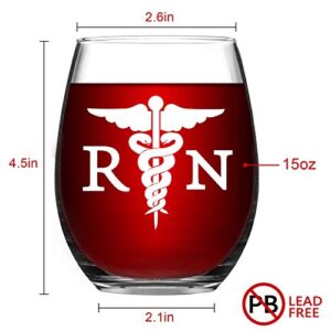 Nurse Stemless Wine Glass, RN and Good Day Bad Day Don’t Ask Wine Glass for Her Him Nurse Registered Nurse New Nurse, Unique Gift for Nurses Week Graduation Birthday, 15 Oz