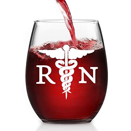 Nurse Stemless Wine Glass, RN and Good Day Bad Day Don’t Ask Wine Glass for Her Him Nurse Registered Nurse New Nurse, Unique Gift for Nurses Week Graduation Birthday, 15 Oz