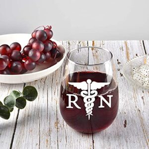 Nurse Stemless Wine Glass, RN and Good Day Bad Day Don’t Ask Wine Glass for Her Him Nurse Registered Nurse New Nurse, Unique Gift for Nurses Week Graduation Birthday, 15 Oz