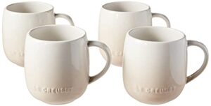 le creuset stoneware set of 4 heritage mugs, 13 oz. each, meringue