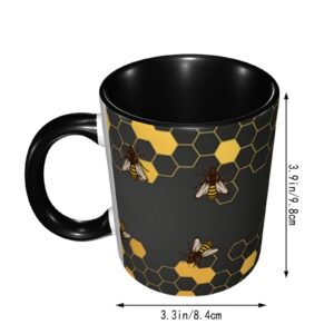 Yrebyou Honeycomb Bee Coffee Mug 11oz - Funny Ceramic Tea Cup for Men Women Office and Home Novelty Mugs Ideal Gifts Birthday Microwave Safe