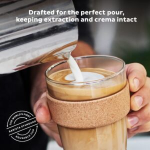 KeepCup 16oz Reusable Coffee Cup. Toughened Glass Cup & Natural Cork Band. 16-Ounce/Large, Almond