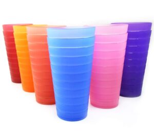 unbreakable 32-ounce plastic tumbler drinking glasses, set of 12 multicolor - dishwasher safe, bpa free