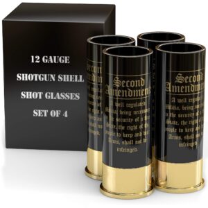 2nd Amendment 12 Gauge Shot Glasses - Set of 4 - American Owned & Operated - Unique Patriotic One of a Kind Shot Glass