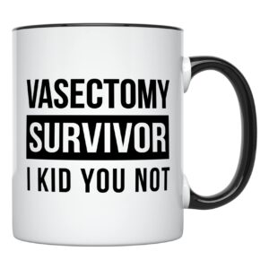 younique designs vasectomy mug for men, 11 ounces, vasectomy gag cup, funny get well coffee mug for men, vasectomy gifts (black handle)