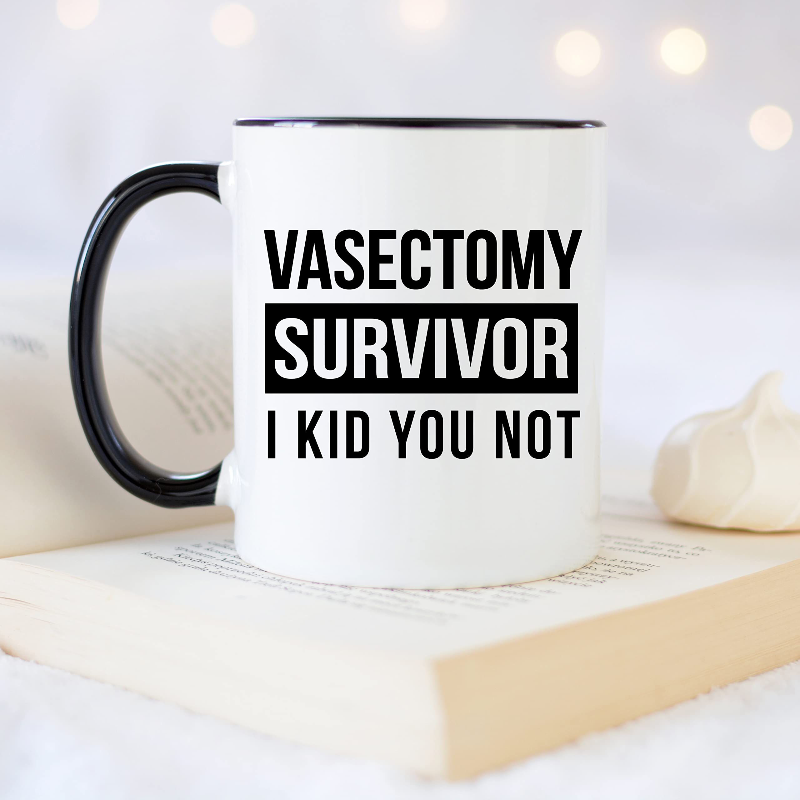 YouNique Designs Vasectomy Mug for Men, 11 Ounces, Vasectomy Gag Cup, Funny Get Well Coffee Mug for Men, Vasectomy Gifts (Black Handle)