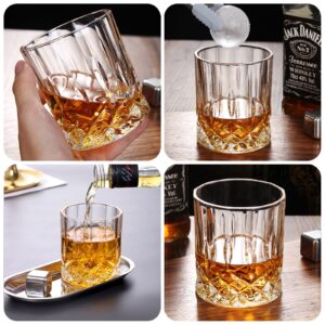 TOUWMX Crystal Whiskey Glasses Set of 8, 11 OZ Old Fashioned Whiskey Glasses, Bourbon Cocktail Rocks Glasses, Bar Style Glassware for Cocktail Bourbon Lovers Rum Glasses Bar Bourbon Gifts For Men