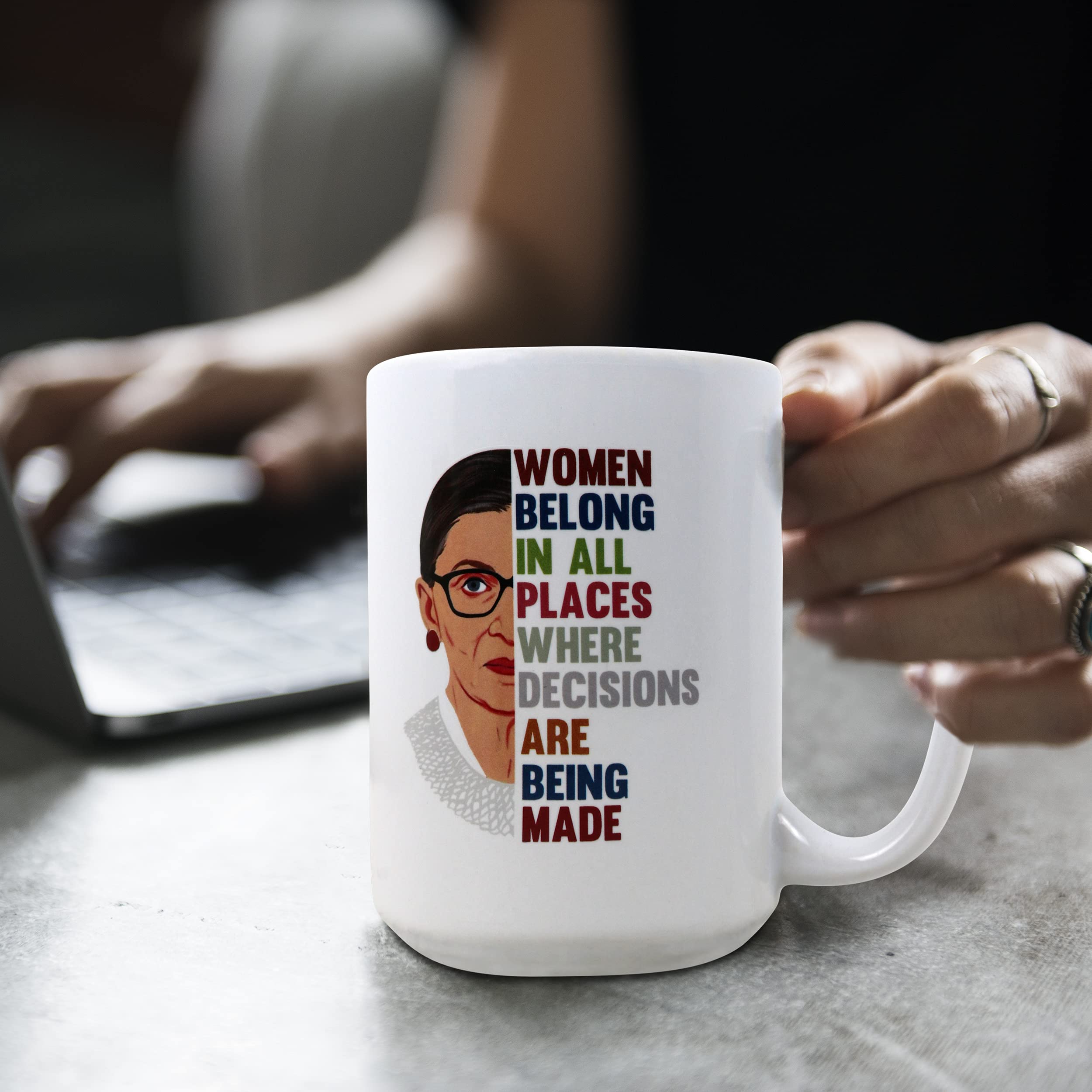 7RBG Ruth Bader Ginsburg Design Ceramic Coffee Mug, Tea Mug, 15oz. Feminist Mug For Women Lawyers, ruth bader ginsburg gifts, mugs for women, coffee mugs for women